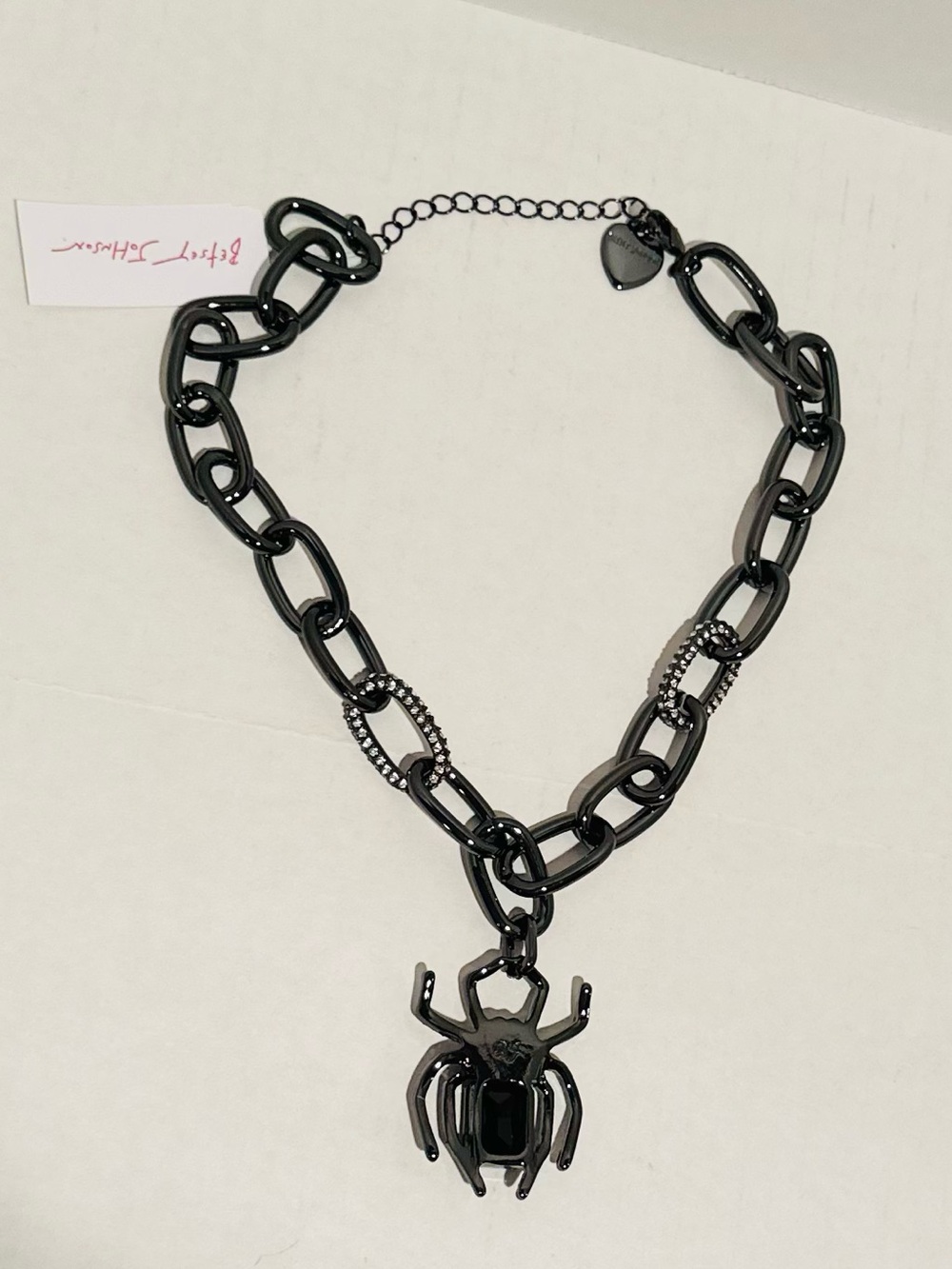 Betsey Johnson NWT Black Crystal Spider Chain Necklace - Picture 3 of 5